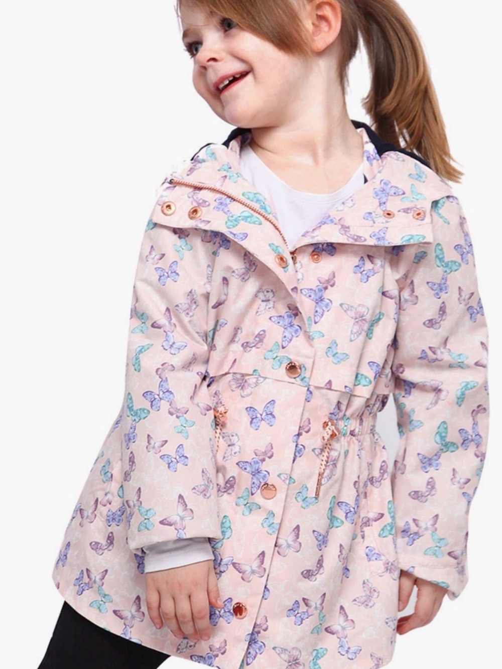 Russell Athletic Light Pink Butterfly Hooded Rain Jacket